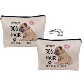 Lacosu It\'s Not Dog Hair It\'s Pug Glitter Makeup Bag,Funny Pug Dog Puppy Cosmetic Makeup Bag for Dog Lovers Women Girls,Pug Owners Gifts,Birthday Christmas Valentine\'s Day Gift Makeup Bag