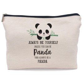 Lacosu Always Be Yourself Unless You Can Be Panda Makeup Bag,Cute Panda Bear Cosmetic Makeup Bag for Panda Lovers Women Girls,Birthday Christmas Valentine\'s Day Gift Makeup Bag