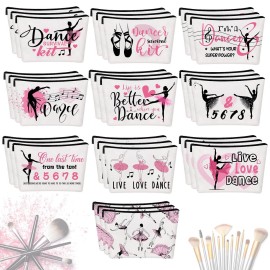 Irenare 30 Pcs Dancer Appreciation Gifts for Women Canvas Makeup Bags Cosmetic Dance Kit Travel Toiletry Case Pencil Toiletry Zipper Pouch Bag Thank You Gift Class Prizes Gifts