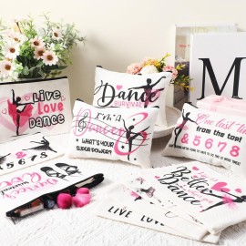 Irenare 30 Pcs Dancer Appreciation Gifts for Women Canvas Makeup Bags Cosmetic Dance Kit Travel Toiletry Case Pencil Toiletry Zipper Pouch Bag Thank You Gift Class Prizes Gifts