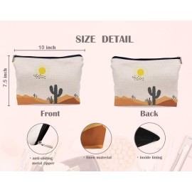 Lacosu Boho Desert Nature Sunset Cactus Landscape Makeup Bag - Mid Century Modern Cosmetic Travel Bag for Women & Gifts Lacosu Boho Desert Nature Sunset Cactus Landscape Makeup Bag - Mid Century Modern Cosmetic Travel Bag for Women & Gifts