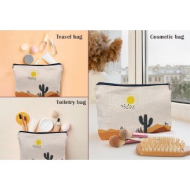 Lacosu Boho Desert Nature Sunset Cactus Landscape Makeup Bag - Mid Century Modern Cosmetic Travel Bag for Women & Gifts Lacosu Boho Desert Nature Sunset Cactus Landscape Makeup Bag - Mid Century Modern Cosmetic Travel Bag for Women & Gifts