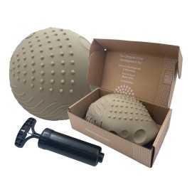 Edushape Texture-iffic Sensory Ball for Baby - 7 Deflated with Pump - Boho Chic Olive Color - Enhances Gross Motor Skills for Kids