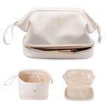 Vogewood Teen Girl Gifts Trendy Stuff, Initial Makeup Bags, Personalized Double Layer Cosmetic Bag with Makeup Brush Organizer, Grandma Birthday Gifts, PU Leather Toiletry Bag, Gifts for Women Friend