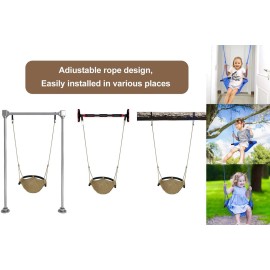 ROPECUBE Hand-Knitting Toddler Swing, Swing Seat for Kids with Adjustable Ropes, Little tikes Swings Set, for Outdoor Indoor, Playground, Backyard (Light Brown)