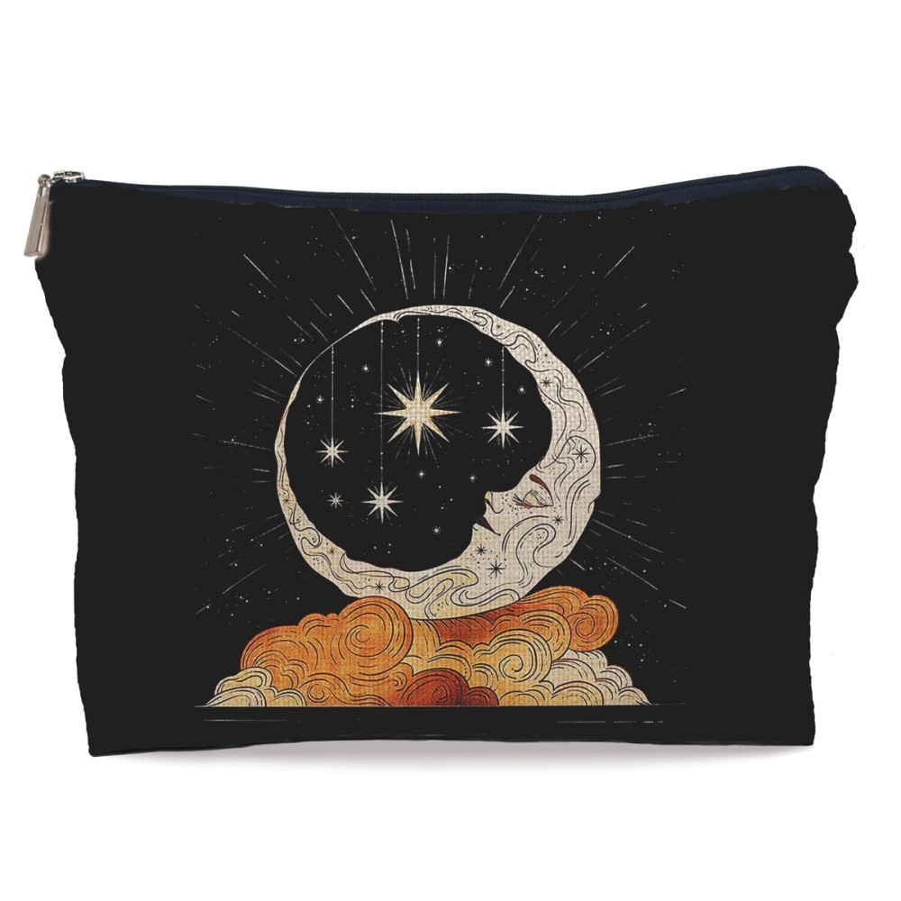 Lacosu Tarot Witchy Gifts - Crescent Moon Stars Cloud Makeup Bag
