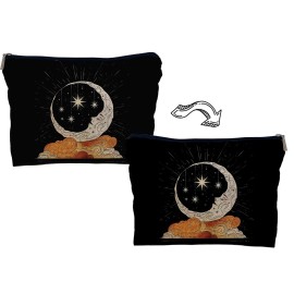 Lacosu Tarot Witchy Gifts - Crescent Moon Stars Cloud Makeup Bag