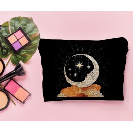 Lacosu Tarot Witchy Gifts - Crescent Moon Stars Cloud Makeup Bag