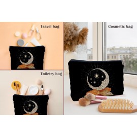 Lacosu Tarot Witchy Gifts - Crescent Moon Stars Cloud Makeup Bag