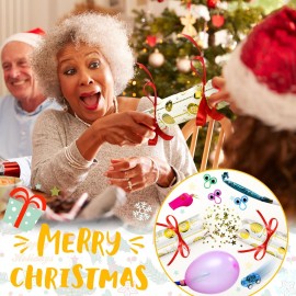 Syhood 24 Pack Christmas No Snap Party Table Favors with Prizes and 24 Pcs Little Toys DIY Xmas Crackers Holiday Table Favors Set for Kids (Gold Style)