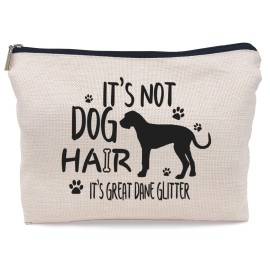 Lacosu It\'s Not Dog Hair It\'s Great Dane Glitter Makeup Bag,Funny Great Dane Cosmetic Makeup Bag for Dog Lovers Women Girls,Great Dane Mom Birthday Christmas Valentine\'s Day Gift Makeup Bag