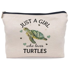 Lacosu Just A Girl Who Loves Turtles Makeup Bag, Funny Turtles Cosmetic Bag,Zipper Travel ToiletryGifts for Girl Ocean Turtle Lovers Women Girls Pouch Sea Ocean Gifts
