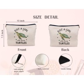 Lacosu Just A Girl Who Loves Turtles Makeup Bag, Funny Turtles Cosmetic Bag,Zipper Travel ToiletryGifts for Girl Ocean Turtle Lovers Women Girls Pouch Sea Ocean Gifts