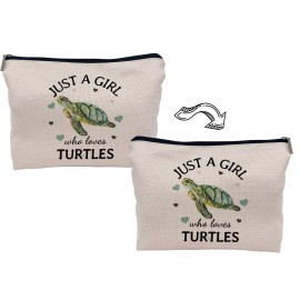Lacosu Just A Girl Who Loves Turtles Makeup Bag, Funny Turtles Cosmetic Bag,Zipper Travel ToiletryGifts for Girl Ocean Turtle Lovers Women Girls Pouch Sea Ocean Gifts