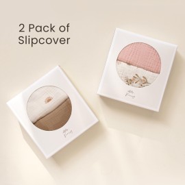 Konssy Muslin Baby Lounger Cover 2 Pack, 100% Cotton Newborn Lounger Cover, Soft and Breathable Baby Nest Slipcover for Boys Girls (Pink, Floral)