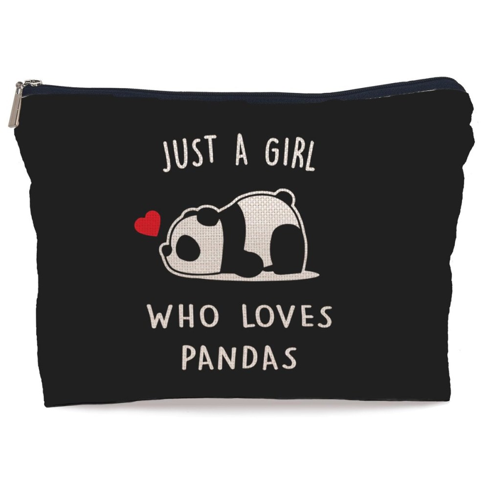 Lacosu Panda Bear Cosmetic Makeup Bag, Cute Portable Travel Storage for Women, Adults, Female, 7.5 x 10 Inches, Panda-B, Cartoon Synthetic Fabric, 1 Count, Rectangular, Makeup Bag