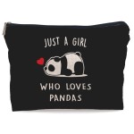 Lacosu Panda Bear Cosmetic Makeup Bag, Cute Portable Travel Storage for Women, Adults, Female, 7.5 x 10 Inches, Panda-B, Cartoon Synthetic Fabric, 1 Count, Rectangular, Makeup Bag