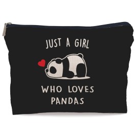 Lacosu Panda Bear Cosmetic Makeup Bag, Cute Portable Travel Storage for Women, Adults, Female, 7.5 x 10 Inches, Panda-B, Cartoon Synthetic Fabric, 1 Count, Rectangular, Makeup Bag