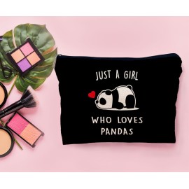 Lacosu Panda Bear Cosmetic Makeup Bag, Cute Portable Travel Storage for Women, Adults, Female, 7.5 x 10 Inches, Panda-B, Cartoon Synthetic Fabric, 1 Count, Rectangular, Makeup Bag