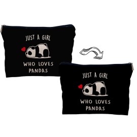 Lacosu Panda Bear Cosmetic Makeup Bag, Cute Portable Travel Storage for Women, Adults, Female, 7.5 x 10 Inches, Panda-B, Cartoon Synthetic Fabric, 1 Count, Rectangular, Makeup Bag