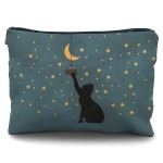 Likjad Cat Lover Gifts: Makeup Bag & Cosmetic Case for Women & Girls (Green Black Cat)