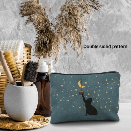 Likjad Cat Lover Gifts: Makeup Bag & Cosmetic Case for Women & Girls (Green Black Cat) Likjad Cat Lover Gifts: Makeup Bag & Cosmetic Case for Women & Girls (Green Black Cat)