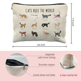 Likjad Cat Lover Gifts: Makeup Bag, Cosmetic Bag for Women & Girls - Cats Rule the World