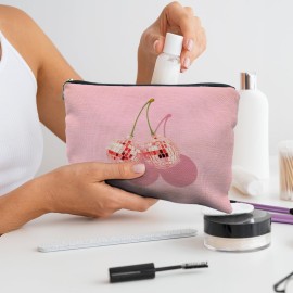 Likjad Cherry Makeup Bag - Preppy Hot Pink Disco Ball Gift for Women, Teachers, Teen Girls, and Sisters Likjad Cherry Makeup Bag - Preppy Hot Pink Disco Ball Gift for Women, Teachers, Teen Girls, and Sisters