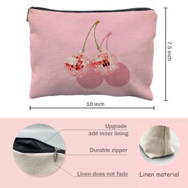 Likjad Cherry Makeup Bag - Preppy Hot Pink Disco Ball Gift for Women, Teachers, Teen Girls, and Sisters Likjad Cherry Makeup Bag - Preppy Hot Pink Disco Ball Gift for Women, Teachers, Teen Girls, and Sisters