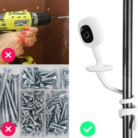 iTODOS Baby Monitor Mount Compatible with Nanit Pro Smart Baby Monitor & Flex Stand, Versatile Twist Mount Without Tools or Wall Damage,Travel Baby Monitor Accessory -White