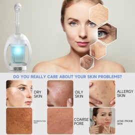 Facial Steamer, Face Steamer for Esthetician and Nano Ionic Portable Ozone Hair Steamer, Professional Facial Steamer for Home Facial Spa(White)