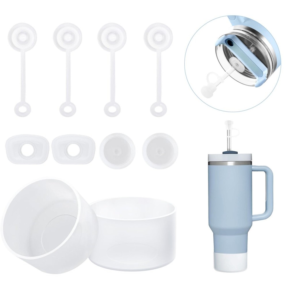 Heelay Stanley Cup Accessories 10 Pcs, Including 4 Straw Cover Cap, 2 Square Spill Stopper, 2 Round Leak Stopper, 2 Pcs Silicone Boot for Stanley Quencher ProTour 30oz and other 30oz/40oz/20oz Tumbler