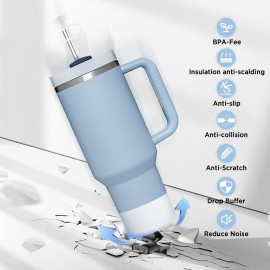 Heelay Stanley Cup Accessories 10 Pcs, Including 4 Straw Cover Cap, 2 Square Spill Stopper, 2 Round Leak Stopper, 2 Pcs Silicone Boot for Stanley Quencher ProTour 30oz and other 30oz/40oz/20oz Tumbler