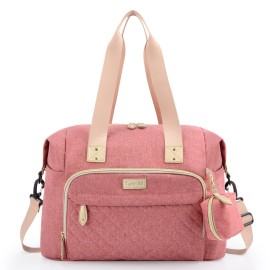 Tuwubi Diaper Bag Tote,Baby Diaper Bag with Pacifier Case Large Travel Diaper Tote Caddy for Mom and Dad Multifunction Large Baby Bag - Pink