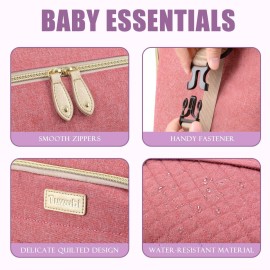 Tuwubi Diaper Bag Tote,Baby Diaper Bag with Pacifier Case Large Travel Diaper Tote Caddy for Mom and Dad Multifunction Large Baby Bag - Pink