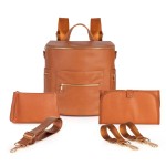 Minsong Fashion Leather Diaper Bag Women Backpack Purse, Mommy Travel Diaper Bag for Baby with Changing Pad Stroller Straps (Brown 33)