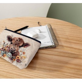 Ayxvt Highland Cow Gifts Makeup Bag, Western Highland Cow Gifts Cosmetic Bag For Women, Cow Print Stuff, Highland Cow Decor Cosmetic Bag For Women, Highland Cow Gifts