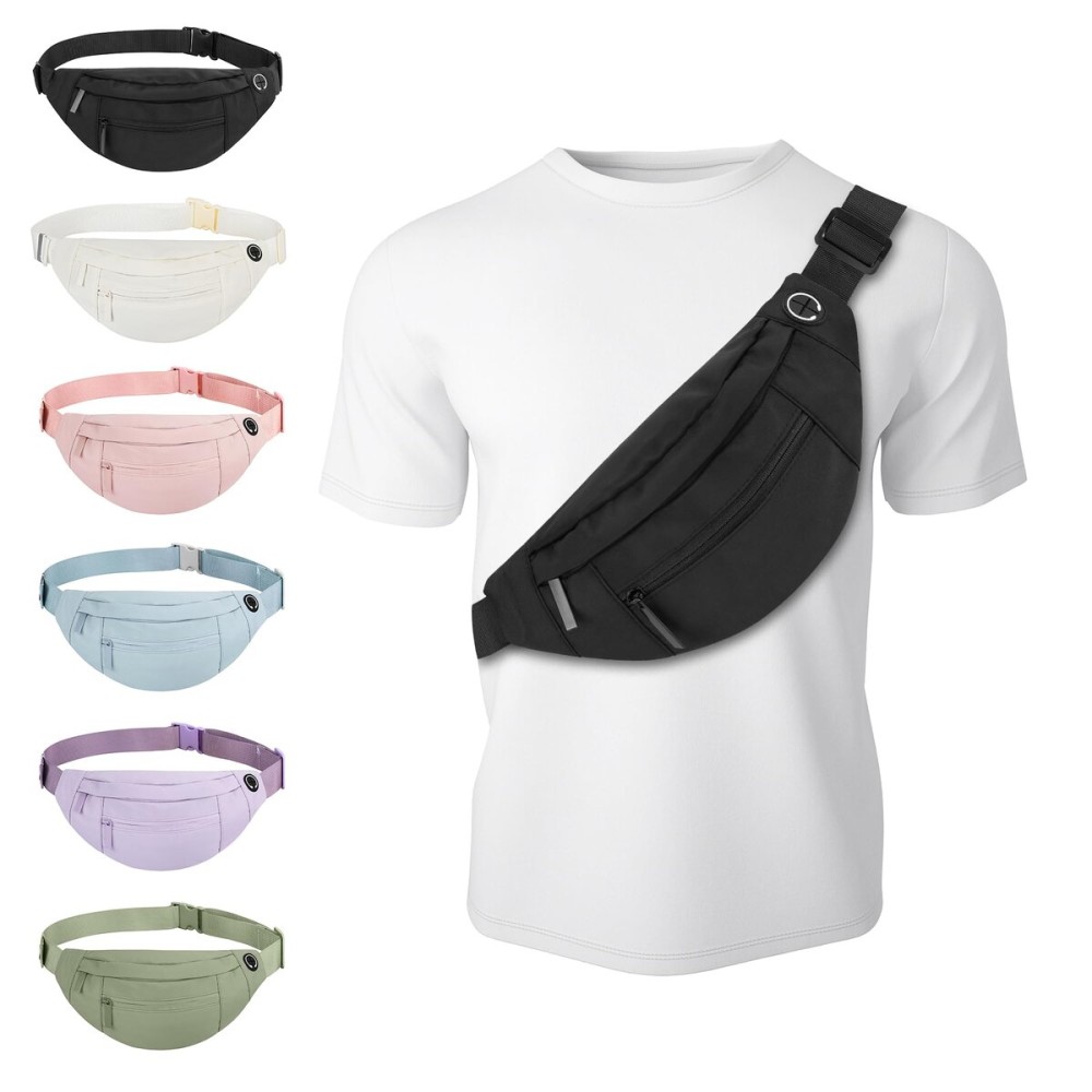 Frenou Large Fanny Pack For Women And Man Crossbody Bag Cross body Bag With Adjustable Strap For Travel Running Hiking Walking Workout Black