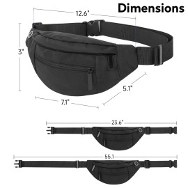 Frenou Large Fanny Pack For Women And Man Crossbody Bag Cross body Bag With Adjustable Strap For Travel Running Hiking Walking Workout Black