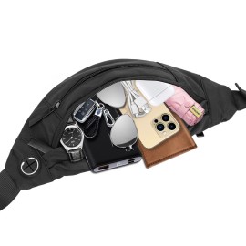 Frenou Large Fanny Pack For Women And Man Crossbody Bag Cross body Bag With Adjustable Strap For Travel Running Hiking Walking Workout Black