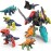 Rockclo Dinosaur Transform Robot 5 in 1 Take Apart Toys Set for boy Kid Age 3 4 5 6 7 8 Years Old Construction Building DIY with Drill Tool Kit Best Gift for Birthday Christmas Easter