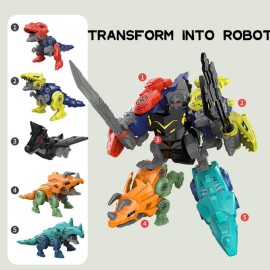 Rockclo Dinosaur Transform Robot 5 in 1 Take Apart Toys Set for boy Kid Age 3 4 5 6 7 8 Years Old Construction Building DIY with Drill Tool Kit Best Gift for Birthday Christmas Easter