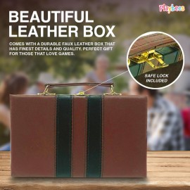 Playbees Jumbo Double Six Dominoes Set - 28 White Classic Tiles in Faux Leather Case - Fun Educational Toy for Kids, Boys, Girls, Classroom Kit, Classic Game Night Party Favors Set, Travel-Friendly