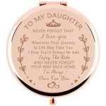 Sanamuo Daughter Gifts Compact Mirror for Daughter Gifts from Mom Dad, Birthday Gift for Daughter, Valentine\'s Day Graduation Wedding Anniversary (Rose Gold)