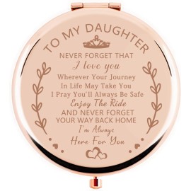 Sanamuo Daughter Gifts Compact Mirror for Daughter Gifts from Mom Dad, Birthday Gift for Daughter, Valentine\'s Day Graduation Wedding Anniversary (Rose Gold)