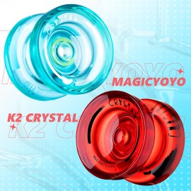 MAGICYOYO K2 Crystal Responsive Yoyo for Kids, Plastic Professional With Unresponsive Bearing + 12 Strings, Storage Case, Bearing Removal, Axle Tool (Red + Green)