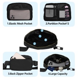 Frenou Waist Belt Bag Fashion Fanny Women Waist Pack With Adjustable Strap For Travel Running Hiking Walking Black with rope