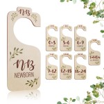 Baby Closet Dividers for Clothes Organizer - 8 PCS Adorable Wooden Double-Sided Baby Clothes Size Hanger Organizer from Newborn to Toddler for Nursery Decor