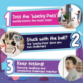 Wacky Pass - Toss, Dance & Do Funny Things | 47 Activities + 8 Music Tracks | Big Size | Outdoor/Indoor Fun Game | Gift Toy for Kids | for Ages 3, 4, 5, 6, 7, 8+,9,10 Year Old Girls & Boys (Blue)