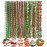 Becfupo 200 Pcs Christmas Beads Necklaces Bulk, Red Green Silver Beaded Necklaces With Xmas Tree Snowman Reindeer Santas Pendants For Chirstmas Party Favors